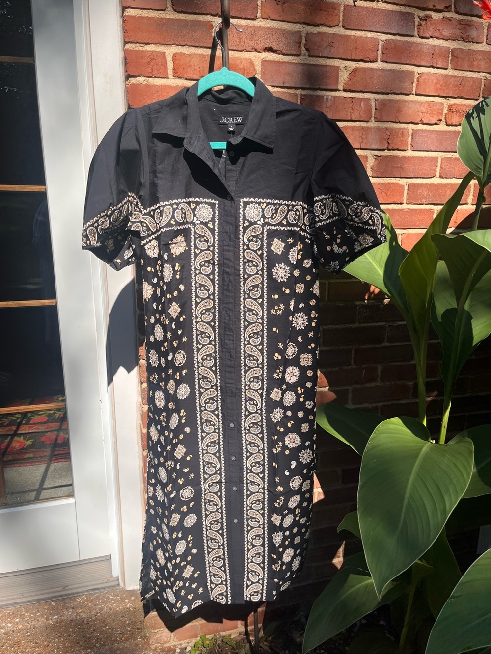 J Crew Bandana Print Cotton Poplin Midi Shirt Dress NWT - Picture 6 of 11